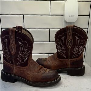 Ariat Fat Baby Brown Leather Western Women’s Boots Size 9B